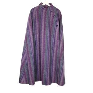 Jimmy Hourihan Cape 100% Pure New Wool Hooded Poncho Ireland Plaid Tweed OSFA
